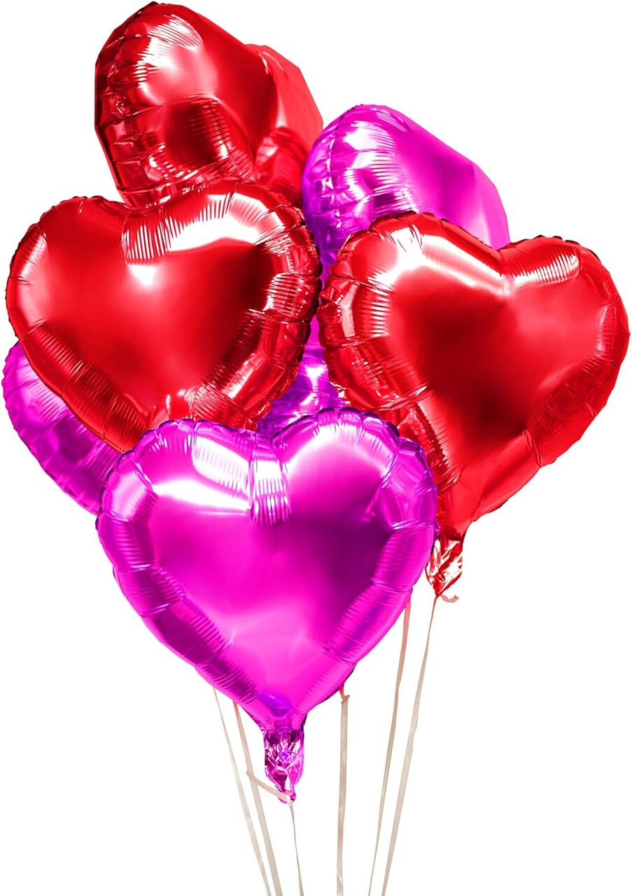 30-Pack 18in Red & Hot Pink Heart Foil Balloons – Party Decor for Valentine’s Day, Wedding & Bridal Shower